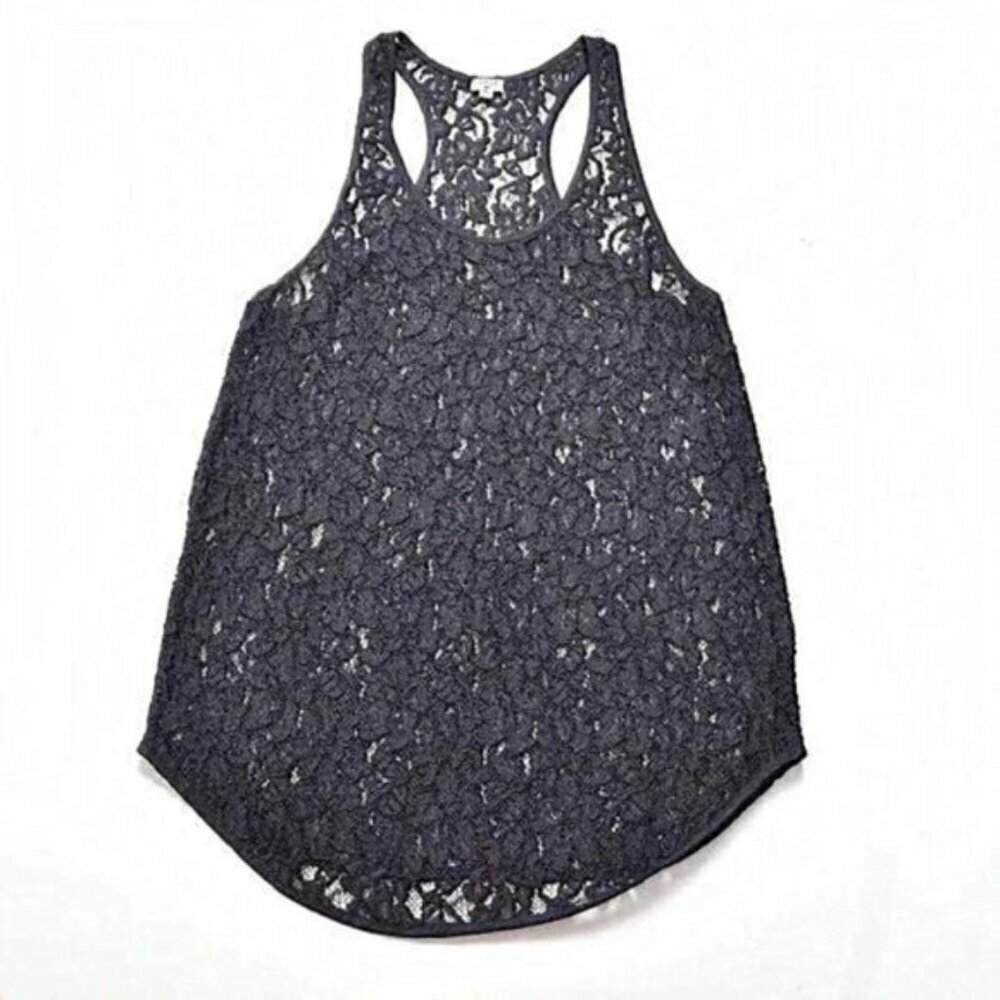 Aritzia Wilfred Madeline Grey Sheer Lace Floral Racerback Tank‎ Top Size XS